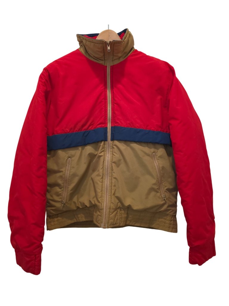 Vintage Northbilt Outerwear Red, Tan & Blue Color Block Zip-Up Jacket Men's Sz L